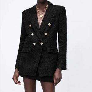 Zara textured tweed blazer jacket